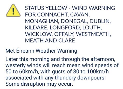 yellow wind warning meaning